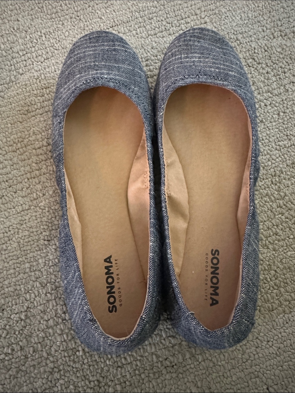 Sonoma Goods for Life ballet flats featuring a blue textured upper